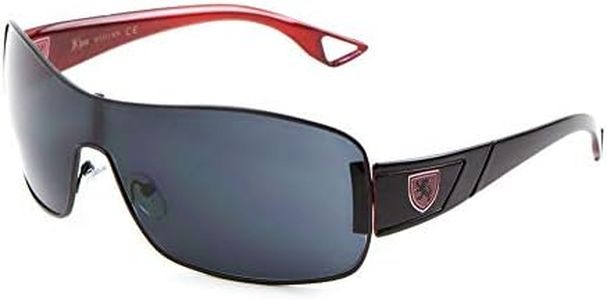 Khan Wrap Around One Piece Lens Sunglasses (Red & Black Frame, Black)
