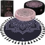 Aila MoodUp Meditation Set - Velvet Zafu Meditation Cushion Floor Pillow with Round Yoga Mat + Spare Cushion Cover, Deluxe Yoga Bundle Gift Set, Total Comfort Meditation Pillows for Sitting on Floor