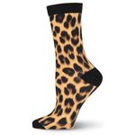 K. Bell Women's Fun Patterns & Designs Crew Socks-1 Pairs-Cool & Cute Novelty Gifts Casual, Leopard Print (Black), 3.5-9 UK