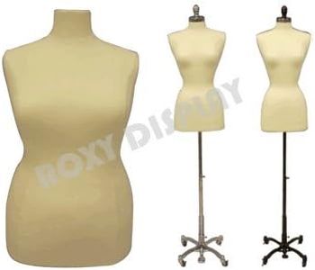 ROXYDISPLAY™ White Color Body Form, Size 18-20, Plus Size Mannequin with Chrome Caster Base+Cap
