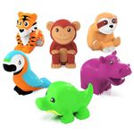 Tub Works® Rainforest™ Mold Free Bath Toys, 6 Pack | Sealed, No Hole Bath Toys Design Keeps Moisture Out | Soft, Squeezable & Float on Water | Easy-Grip Baby & Toddler Bath Toys | Great Baby Pool Toys