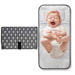 Lekebaby Portable Changing Pad Waterproof Baby Change Mat Foldable Travel Diaper Clutch with Built-In Pillow, Arrow Print, Grey