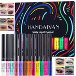 KA CAYLA Handaiyan 12 Colors Matte Liquid Eyeliner Set Rainbow Colorful Eyeliner Pen Waterproof Pigmented Long Lasting Gel Multicolor White Black Eye Liner Makeup Gift Kit For Women (Set A)