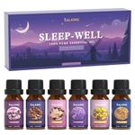 SALKING Sleep Essential Oils Set, Pure and Natural Essential Oils, Diffuser Oil Gift Set for Candle Making Scents 6 x 10 ML - Lavender, Vetiver, Sandalwood, Valerian, Helichrysum, Benzoin