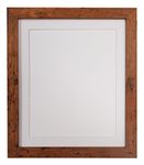 H7 Vintage Wood Picture Photo Frame with White Mount 60 x 80cm For Image size 50 x 70cm (Plastic Glass)