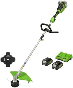 Greenworks 48V Cordless Strimmer with Grass Trimmer, 40cm Cutting Width, Lightweight, 2mm Dual Nylon Line, Two of 24V 4Ah Batteries & Twin Charger, 3 Year Guarantee