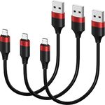 Short Micro USB Cable 1ft, 3 Pack Micro USB Charging Cable, Durable Sync and Fast Charging Cord 12 inch Compatible with Samsung Galaxy S7 S6 Edge, Power Bank, Android Phone (Red)