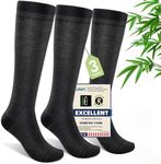 Iambamboo Mens Compression Socks for Men Women (3 Pairs) 15-20 mmHg Bamboo Viscose Knee High Sock for Travel XXL (Dark Gray)