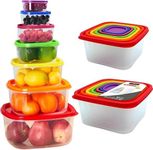 Scorpeon 7-Piece Rainbow Square Food Storage Container Set | BPA Free | Airtight & Leakproof Lids | Stackable & Nesting | Microwavable, Freezer & Dishwasher Safe | Ideal for Meal Prep & Lunch Boxes