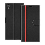 COODIO Phone Case For Sony Xperia Z3, Magnetic Flip Leather Case For Sony Xperia Z3 Wallet Case, Black/Red