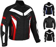 PROFIRST Motorbike Men’s Riding Jacket Motorcycle Jacket for Men Waterproof Jacket CE Armored Protection, Black/Red, Large