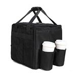 Insulated Food Delivery Bag with Cup Holders, Foldable Heavy Duty Food Warmer Grocery Bag for Camping Catering Restaurants