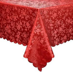 Smiry Rectangle Table Cloth, Waterproof Heavy Duty Vinyl Tablecloths, Wipeable Washable Table Cover for Kitchen and Dining Room (Red, 60" X 84")