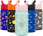 Simple Modern 14oz Summit Kids Water Bottles with Straw Lid Sippy Cup - Dishwasher Safe Vacuum Insulated Tumbler Double Wall Travel Mug 18/8 Stainless Steel Flask - Fox and The Flower