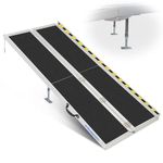 Ruedamann 8FT Wheelchair Ramp, 600Lbs Capacity, Non-Slip Threshold Ramp, Portable Aluminum Folding Handicap Ramp, Wider Design, Mobility Ramp for Home, Wheelchairs, Steps, Stairs, Doorways, Curbs