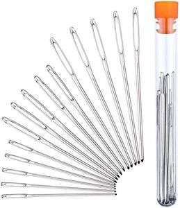 Blunt Needles 15-pack, Large-eye Steel Yarn Knitting Needles Tapestry Sewing Needles