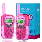 Nestling 2 Pack Walkie Talkies for Kids, Walkie Talkies for Kids 8 Channels 2 Way Radio Toy with Backlit LCD Flashlight, 3 Miles Range for 3-12 Year Old Boys Girls - Pink