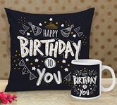 TIED RIBBONS Birthday Gift for Brother Sister Friend Father Mother Husband Wife Girlfriend Boyfriend Printed Cushion Cover with Filler (12 X 12 Inch) and Coffee Mug Cup Combo