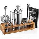 Modern Mixology Cocktail Shaker Set - 23-Piece Cocktail Making Set w/Bamboo Stand for Mixing Cocktails - Bartender Kit and Mixer Bar Tools Gift Set