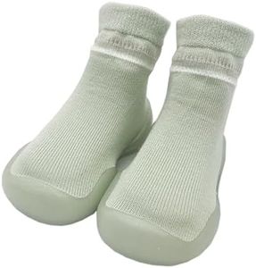 Jopenope Baby Shoes Toddler Shoes Socks First Walking Shoes Sock Non Slip Lightweight Slip-On Shoes Floor Socks with Soft Rubber Sole for Baby Boy Girl Green