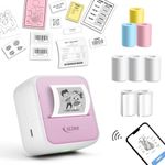 SEZNIK Mini Printer, Inkless, Thermal, Bluetooth, Portable Printer, Compatible Android, iOS Mobile. 1 Year Warranty (MiniX-Pink)