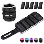 Henkelion 1 Pair 10Lbs Adjustable Ankle Weights For Women Men Kids, Wrist Weights Ankle Weights Sets For Gym, Fitness Workout, Running, Lifting Exercise Leg Weights - each 5 Lbs Black