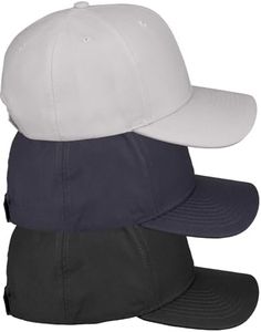 Daxton Premium Mid Profile Hat Semi Curved Visor Structured Cap 3 Pack - Black,Charcoal,Light Grey
