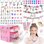 Toys for Girls,Bracelet Making Kit Art Supplies Beads for Bracelets,Girls Toys Age 6-8,Years Old Friendship Bracelet Kit with Charms Rings,Kids Toys for 6 7 8 9 Year Old Girls Christmas Birthday Gifts