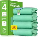 IMPROVIA® Washable Underpads, 34" x 52" (Pack of 4) - Heavy Absorbency Reusable Incontinence Pads for Kids, Adults, Elderly, and Pets - Waterproof Protective Pad for Bed, Couch, Sofa, Furniture, Floor