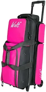 WOLT 3 Ball Bowling Bags with Wheels, 3 Ball Roller with Separate Shoe Compartment and Accessory Pocket, Retractable Handle Extends to 38'