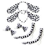 Halloween Dalmatian Cow Headband Spotted Dog Ears Hair Bands Puppy Bow Tie Tail Headpiece Women Hairband Hair Hoops Party Decoration Cosplay Costume Cute Handmade Hair Accessories 2 Set Dalmatian