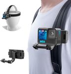 KDD Head & Backpack Strap Mount, 2 in 1 Adjustable Head Strap Mount, with 360° Rotation Camera Shoulder Mount Compatible with GoPro Hero 11/10/9/8/7/6/5, Fusion, DJI OSMO and Most Action Cameras