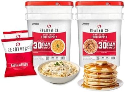 READYWISE - 30 Day, Emergency Food Supply, 298 Servings, 2 Buckets, Freeze-Dried, MRE, Camping, Hiking, Survival, Adventure Meal, 25-Year Shelf Life