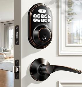 Veise Keyless Entry Door Lock with 2 Lever Handles - Electronic Keypad Deadbolt, Auto Lock, Back Lit & Easy Installation Design, Front Door Handle Sets, Oil Rubbed Bronze