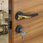 LAPO Deluxe Door Locks for Main Door, Door Lock for Bedroom/Mortise Door Lock Set/Door Lock Handle Set with 3 Brass Key for Home,Office,Hotel | Black Finish | 3 Years Warranty Ro-104