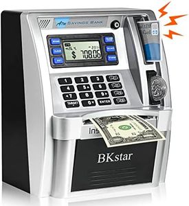 2022 Upgraded Kids Talking Piggy Bank, ATM Savings Toy Bank for Real Money with Real Voice Prompt, Deposit, Withdraw, Debit Card, Saving Target, Timer and Clock