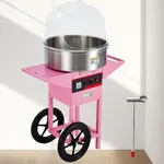 Commercial Cotton Candy Machine with Cart - Pink Cotton Candy Machine With Stainless Steel Bowl, Sugar Scoop, Drawer. Ideal for Family Party Fun(Without lid)