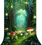 Riyidecor Enchanted Backdrop Polyester Fabric Fairy Wonderland Decor Greenery Tale Woodland Mushroom Fantasy Dreamland Plant Tree 6Wx8H Feet Nature Photography Background Birthday Photo Studio Shoot