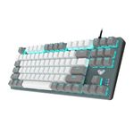 AULA F3287 Wired TKL Rainbow Mechanical Gaming Keyboard, 80% Compact Tenkeyless 87 Keys Layout w/Tactile Blue Switches, White & Grey Mixed-Color Keycaps, Programmable Macro Keys