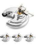 QWORK Keyed Alike Disc Padlock, 4 Pack Stainless Steel Discus Lock with 3/8-Inch Shackle, 2-3/4 in Wide, for Garages, Fence, Sheds and Storage Unit