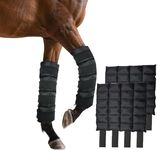 Horse Ice Boot Wraps - Reusable Gel Ice Pack for Horses Boots | Cooling Boot for Horse Injuries& Post-Training, Hock, Knee & Ankle | Horse Supplies & Care Gift Ideas - 1 Pair/Black