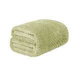 Dreamscene Luxury Waffle Popcorn Mink Soft Warm Throw Over Sofa Bed Blanket - 200 x 240cm - Sage Green