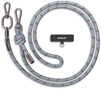 MAGEASY Universal Cell Phone Lanyard - Anti-Theft Thick Rope Crossbody Phone Strap for iPhone 16 Pro Max & Most Smartphones, for Men & Women | 8.3mm Misty Blue/Red