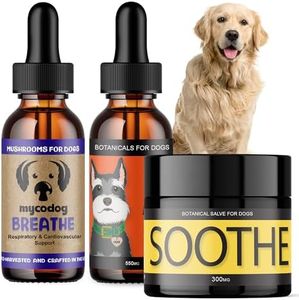 Hemp Dog Health Seasonal Trio Bundle: Soothe Hemp Salve for Seasonal Canine Topical Relief | Ease Hemp Oil for Dogs with Sensitivities | MycoDog Breathe Mushroom Extract for Respiratory Support