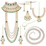 Peora Combo of Kundan Bridal Jewellery Set with Adjustable Waist Belt Kamar Bandh Gift for Women