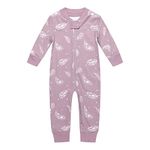 Owlivia Organic Cotton Baby Boy Girl Zip Up Sleep N Play, Footless Baby Romper, Long Sleeve Baby Pyjama (12-18 Months, Feather)