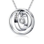 YAFEINI Mum Necklace Sterling Silver Engraved I Love You to The Moon and Back Trinity Three Ring Pendant Necklace Jewellery Gifts for Women Girls