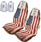 Universal Car Seat Cover Towel, Waterproof Washable Sweat Protection for Front Bucket Seats, Fit, Fits Cars SUVs Trucks, Ideal for Gym, Kids, Pets, Outdoor Sports, Travel (American flag, 2 Pack)