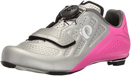 PEARL IZUMI Women's W Elite Road V5 Cycling Shoe, Silver/Pink Glo, 38 EU/6.8 B US