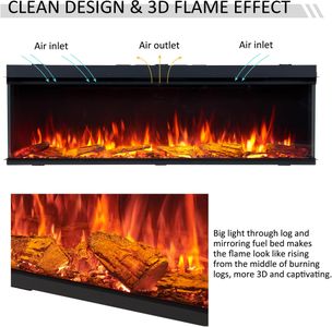 FLAMME 59" Smart Electric Fireplace – Wall Mounted LED Heater